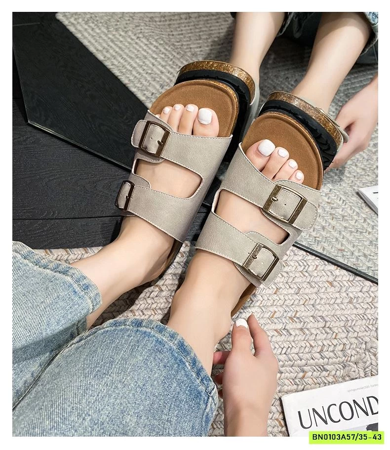 DÉP LÊ ĐẾ KÉP 2 QUAI DA LỘN