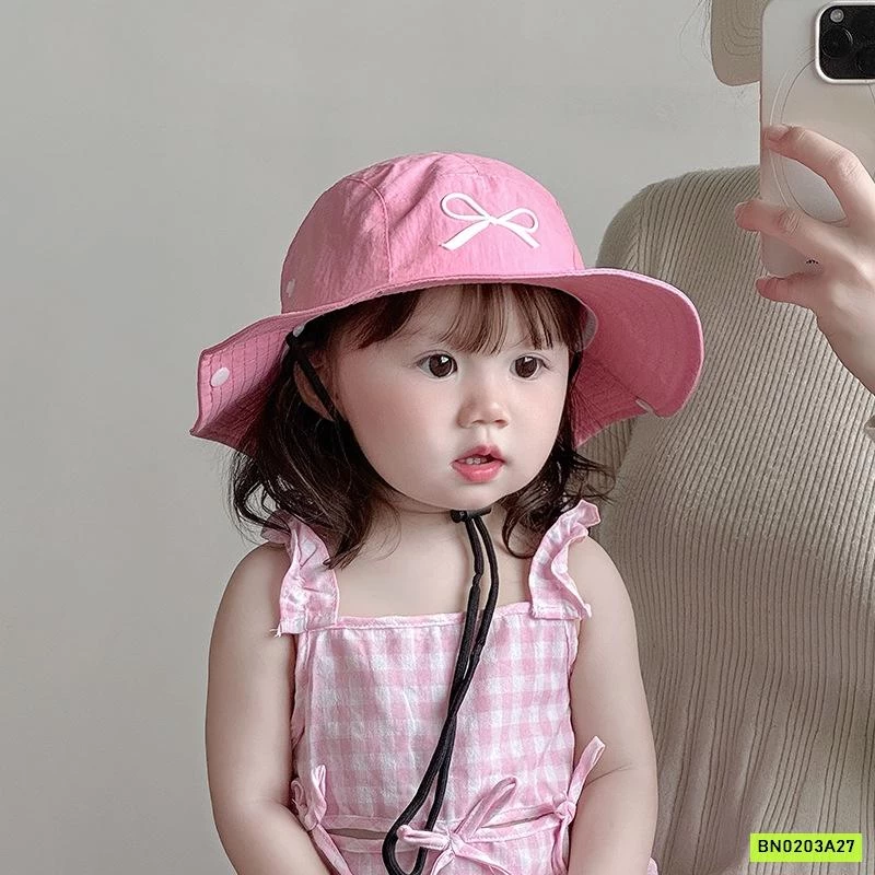 MŨ BÈO THÊU NƠ CHO BÉ