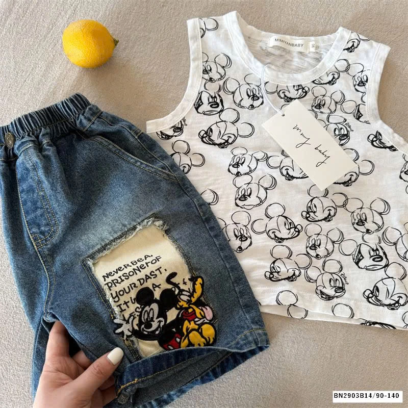 Quần sooc jean mickey MMY