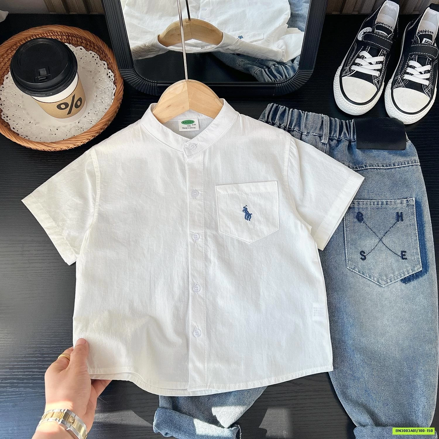 SƠ MI CỔ TRỤ TÚI NGỰC KACADY