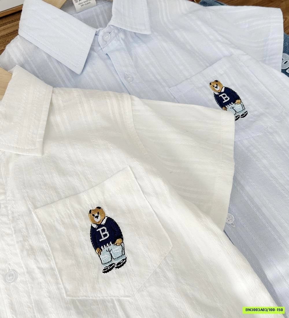 SƠ MI ĐŨI NGẮN TAY THÊU GẤU KACADY