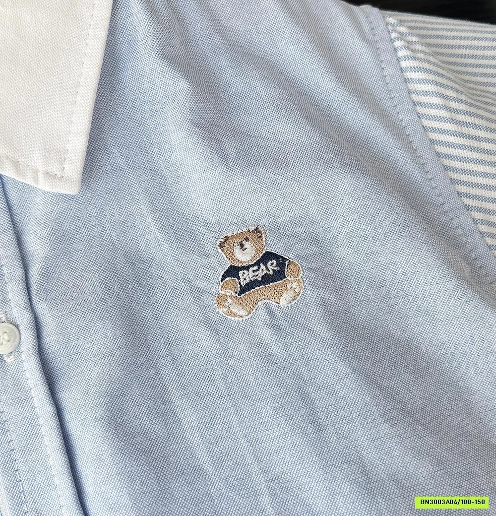 SƠ MI NGẮN TAY THÊU GẤU