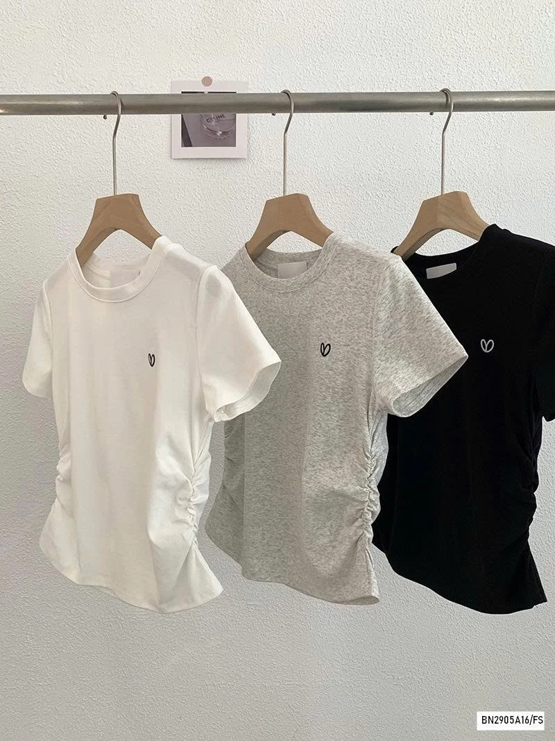 ÁO THUN RÚT EO THÊU TRÁI TIM