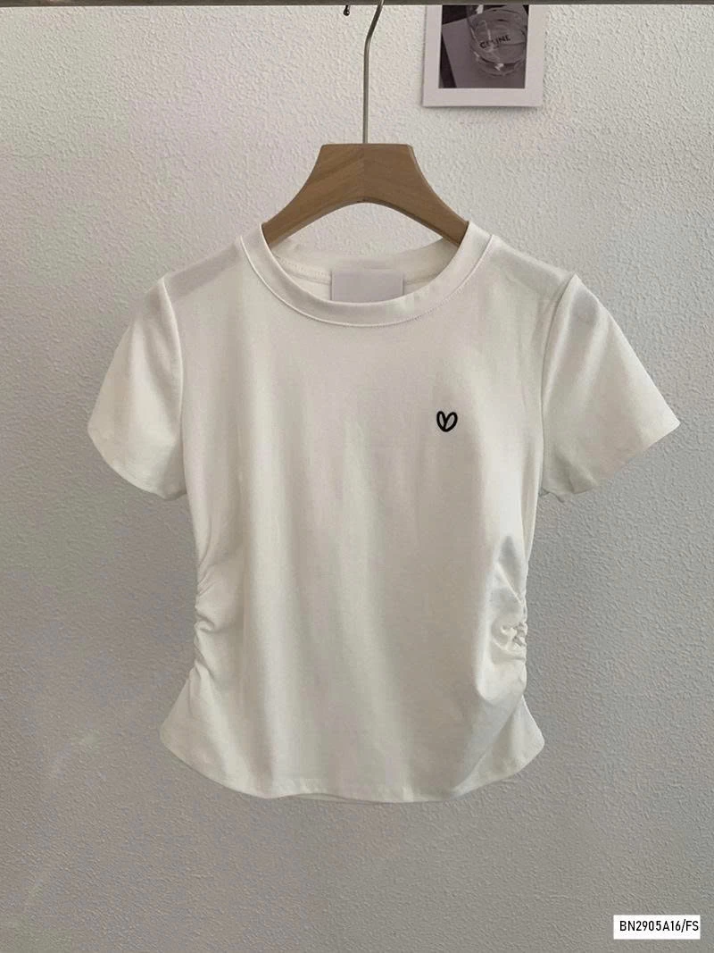 ÁO THUN RÚT EO THÊU TRÁI TIM