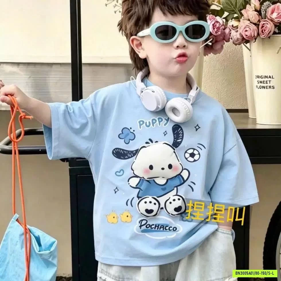 ÁO THUN MẸ BÉ GẮN GẤU BÔNG KUTE
