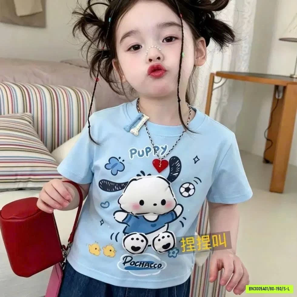 ÁO THUN MẸ BÉ GẮN GẤU BÔNG KUTE