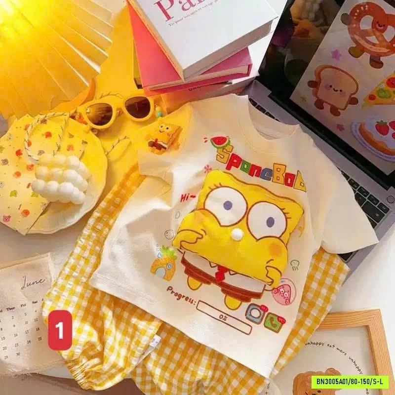 ÁO THUN MẸ BÉ GẮN GẤU BÔNG KUTE