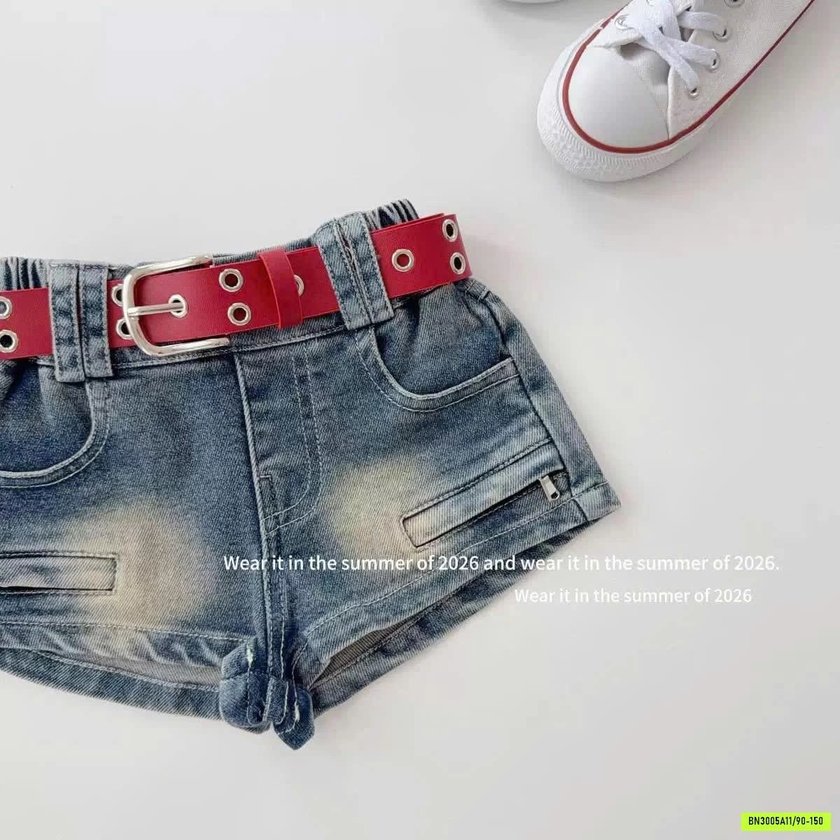 ÁO 2 DÂY ĐỎ MIX SHORT JEANS T&QKIDS