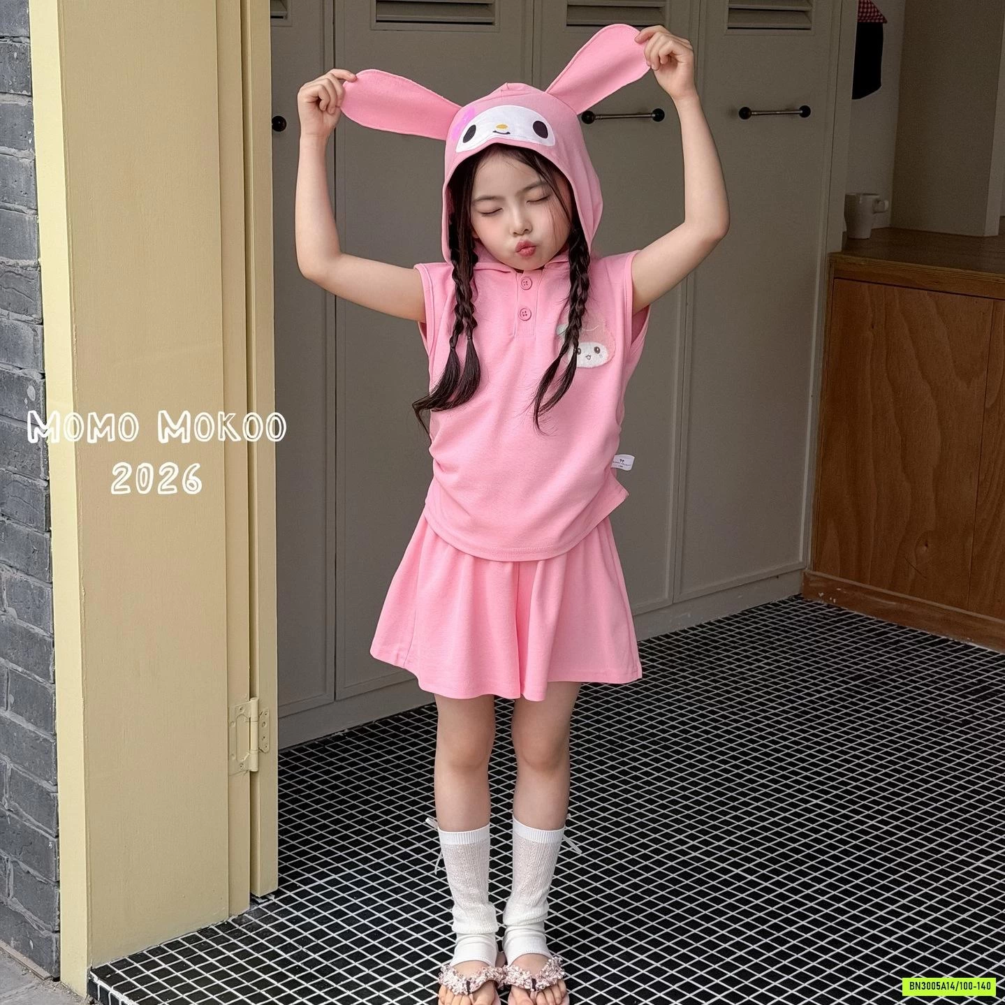 SÉT VÁY 2 CHI TIẾT SANRIO ÁO LIỀN MŨ