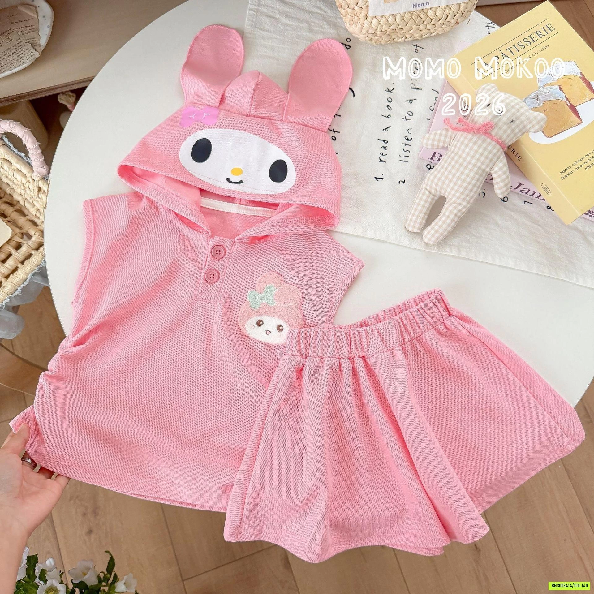 SÉT VÁY 2 CHI TIẾT SANRIO ÁO LIỀN MŨ