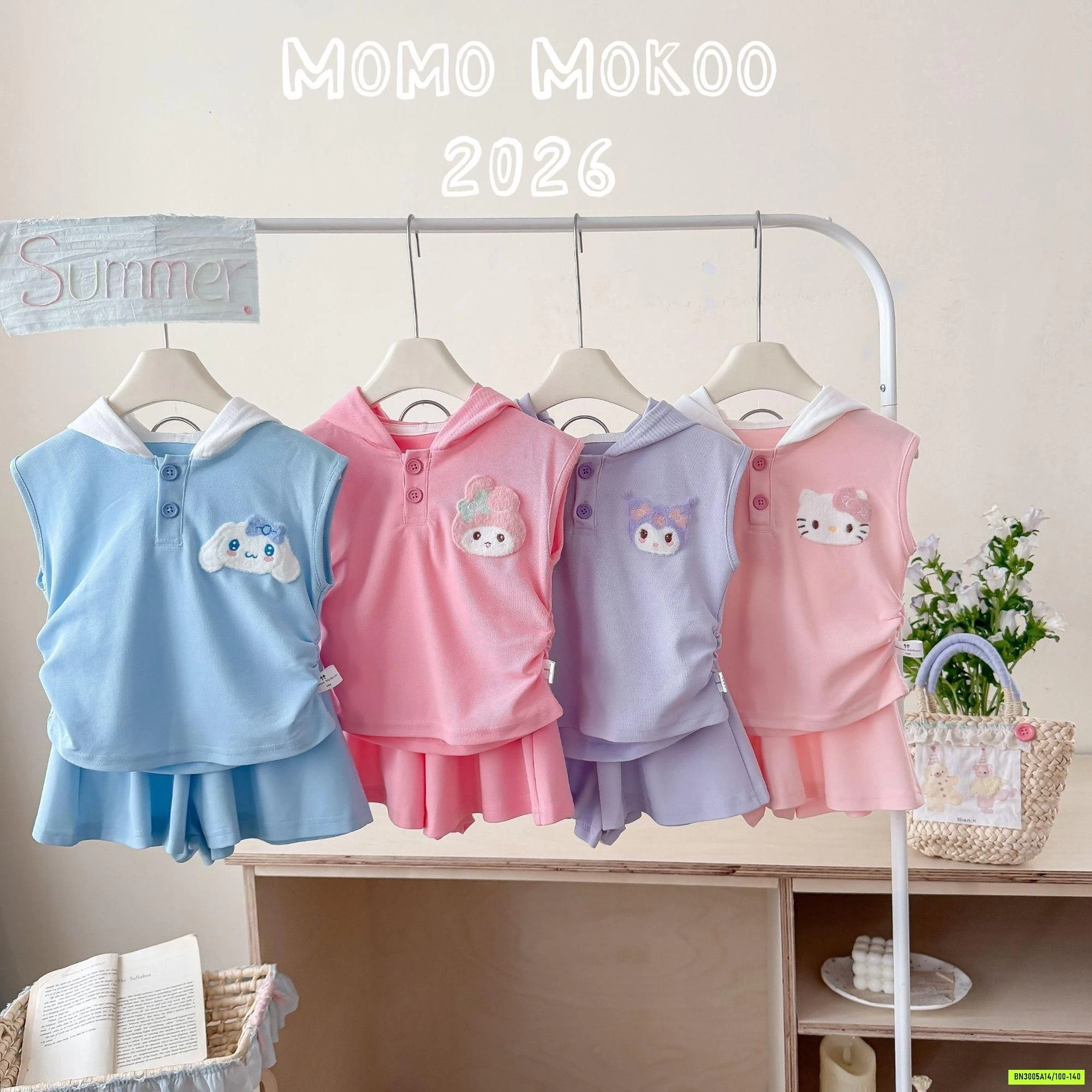 SÉT VÁY 2 CHI TIẾT SANRIO ÁO LIỀN MŨ