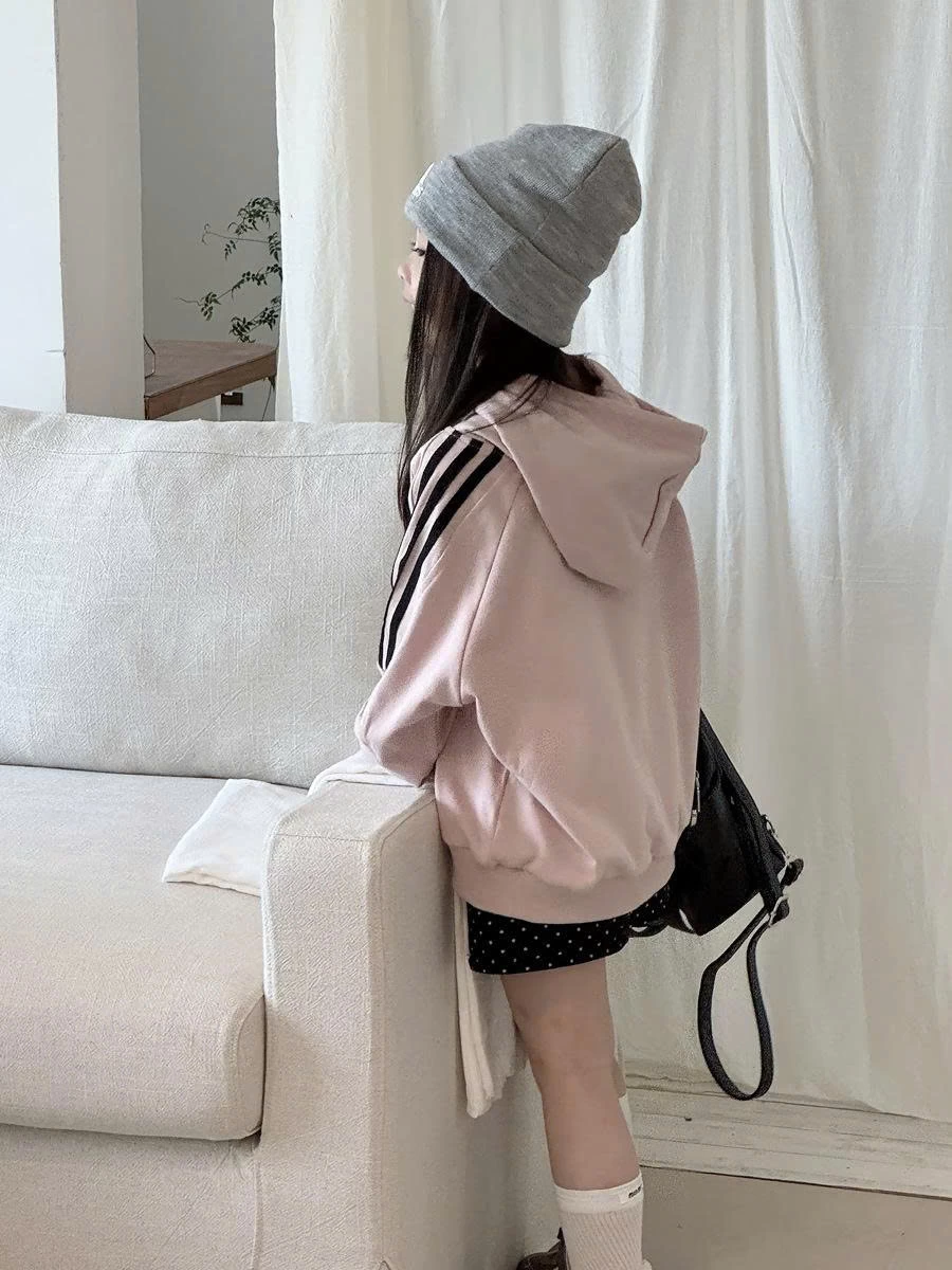ÁO HODDIE HỒNG TAY KẺ