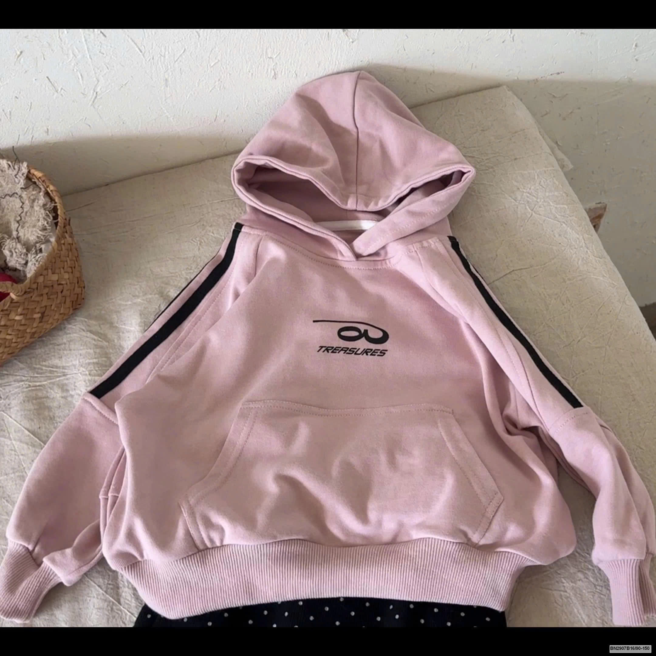 ÁO HODDIE HỒNG TAY KẺ