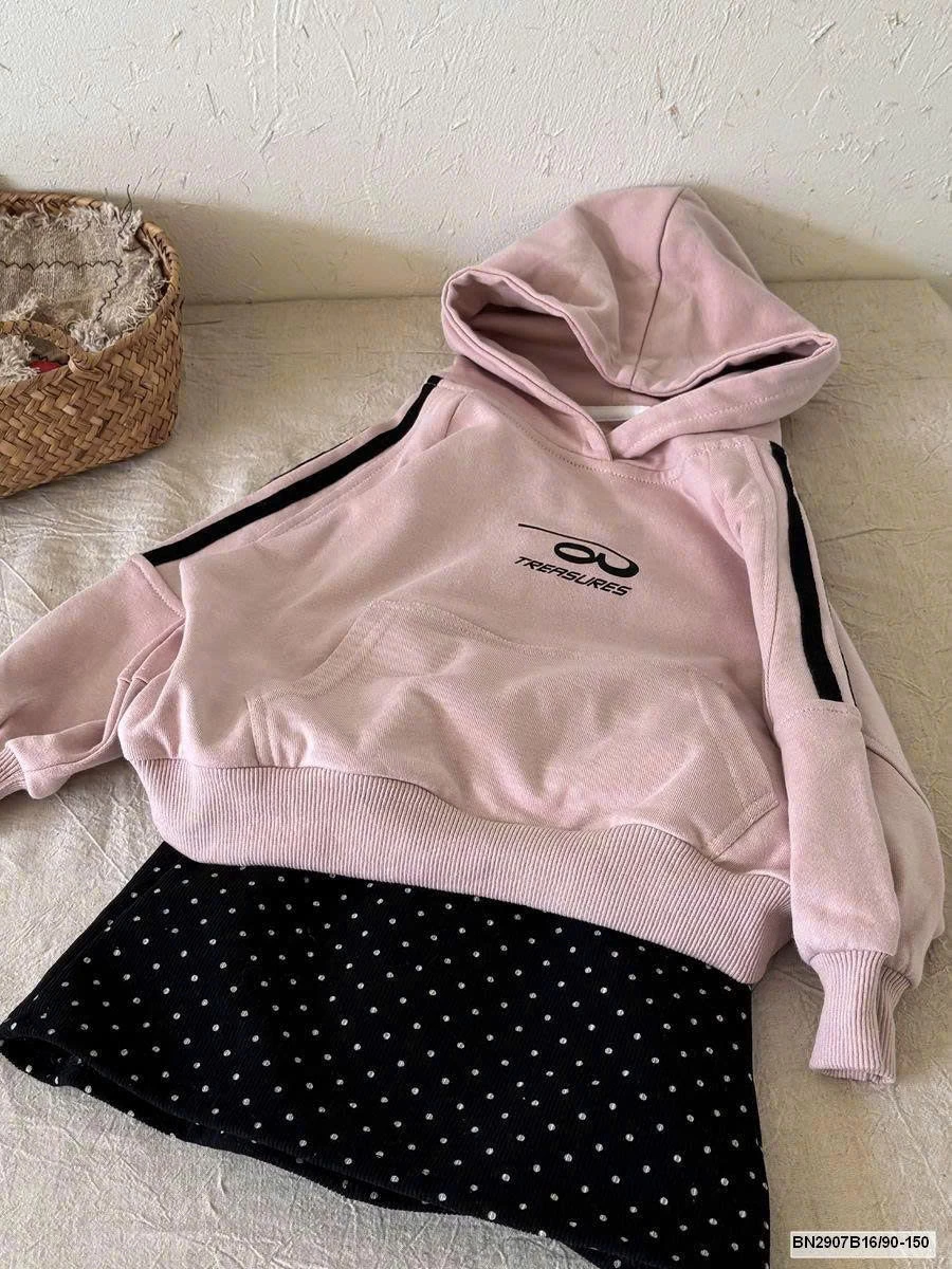 ÁO HODDIE HỒNG TAY KẺ