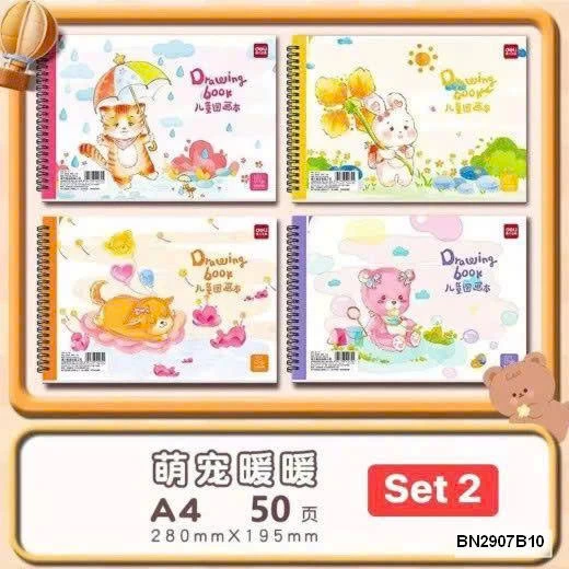 SET 4 QUYỂN VỞ VẼ A4 HÃNG DELI