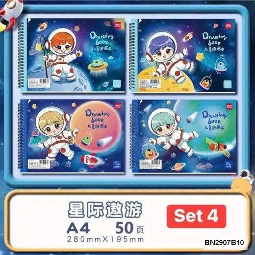 SET 4 QUYỂN VỞ VẼ A4 HÃNG DELI