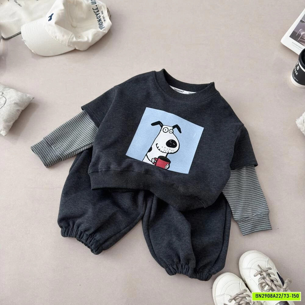 BỘ NỈ CÚN XÁM
