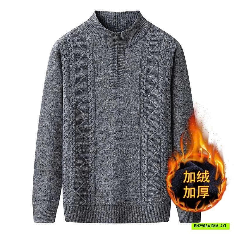 ÁO LEN NAM CỔ CAO KHÓA KÉO LÓT NỈ DÀY ẤM