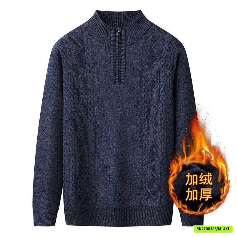 ÁO LEN NAM CỔ CAO KHÓA KÉO LÓT NỈ DÀY ẤM