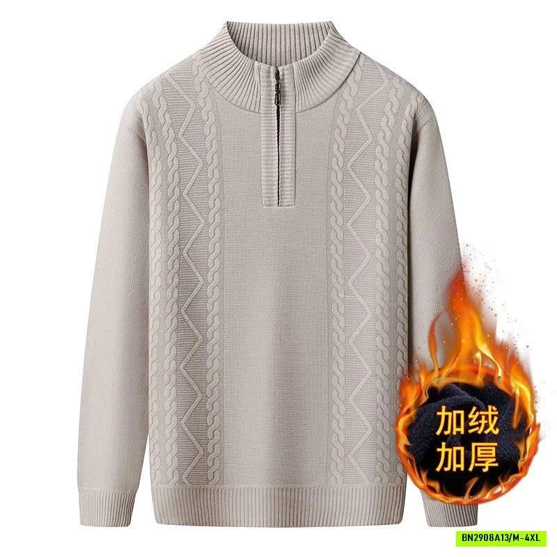 ÁO LEN NAM CỔ CAO KHÓA KÉO LÓT NỈ DÀY ẤM