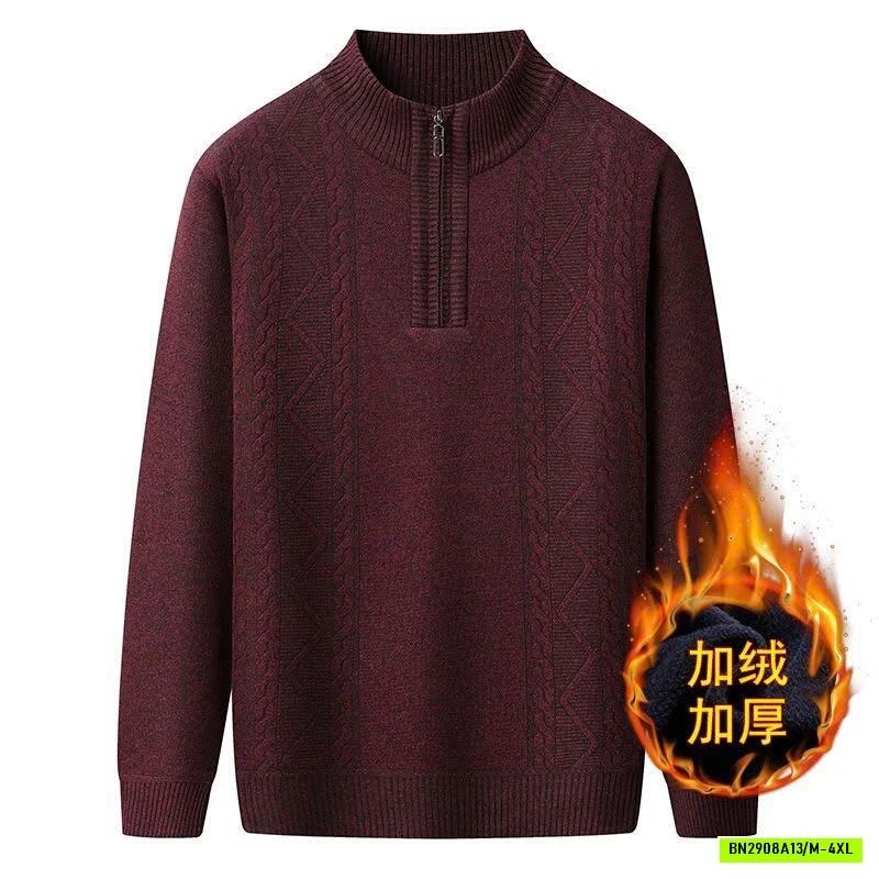 ÁO LEN NAM CỔ CAO KHÓA KÉO LÓT NỈ DÀY ẤM