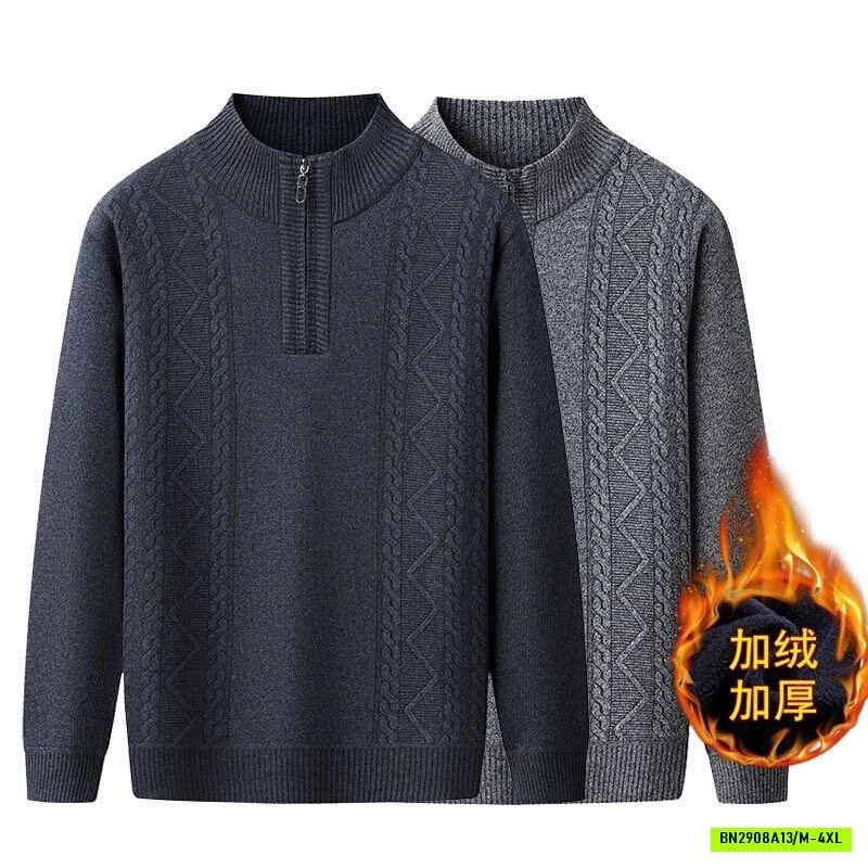 ÁO LEN NAM CỔ CAO KHÓA KÉO LÓT NỈ DÀY ẤM