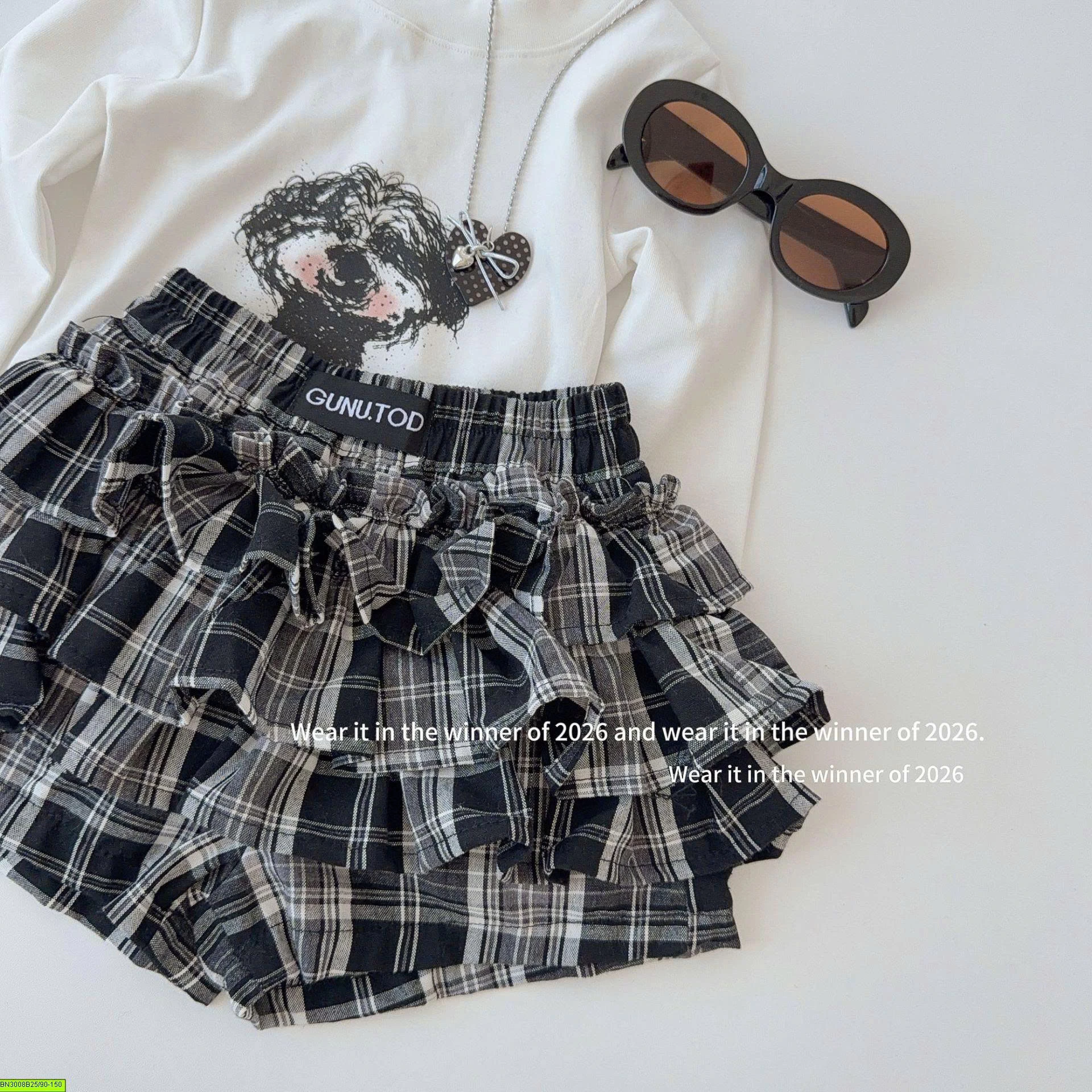 CHÂN VÁY CARO TẦNG BÈO