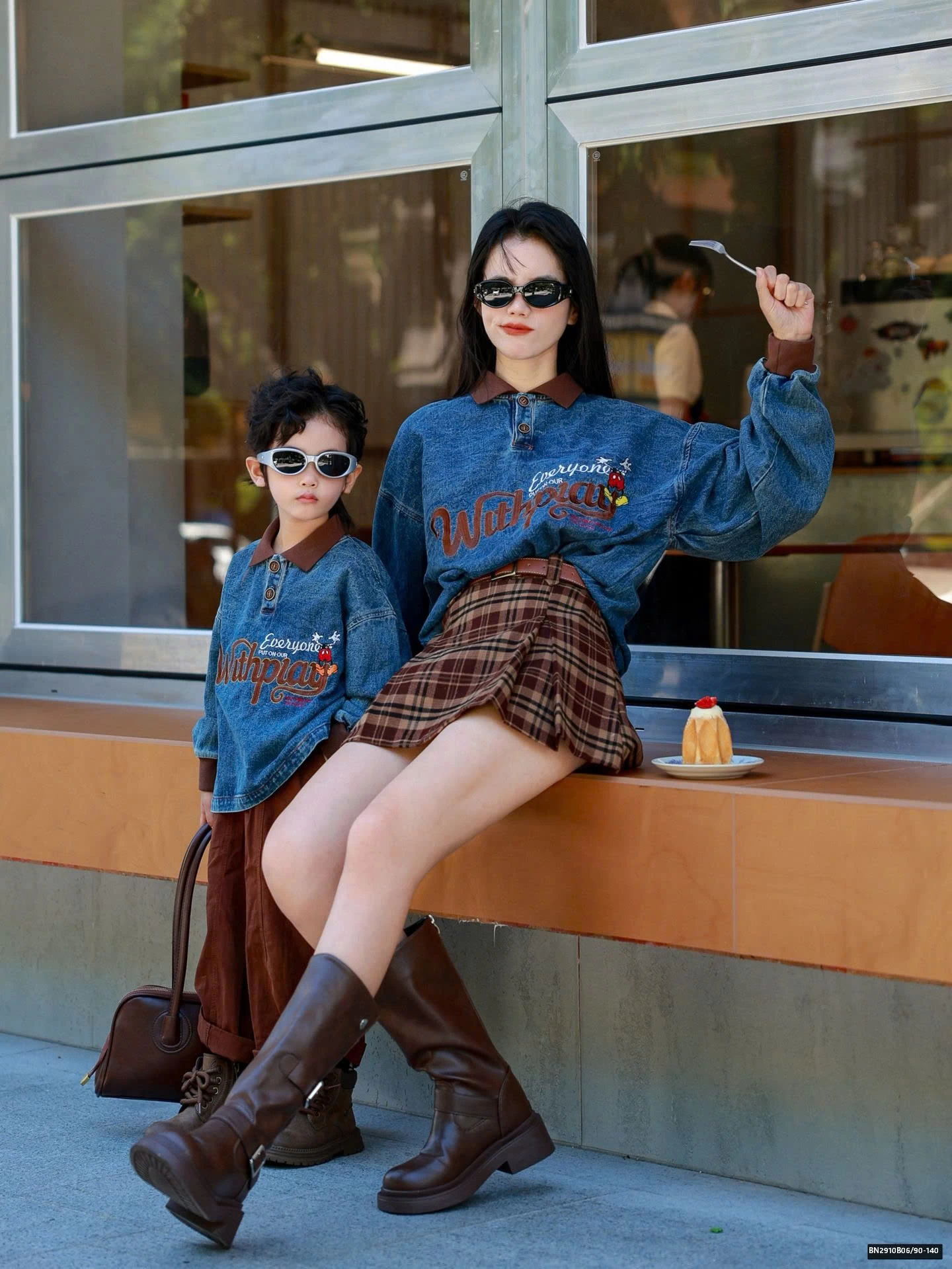 SÉT ÁO DENIM PHỐI CỔ POLO