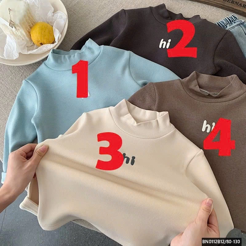 ÁO THUN LÓT LÔNG  CHỮ HI CAO CỔ