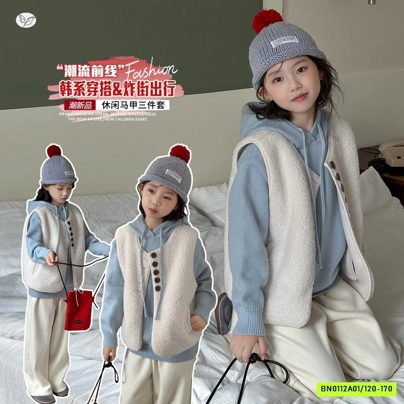 SÉT HOODIE LEN XANH 3 CHI TIẾT