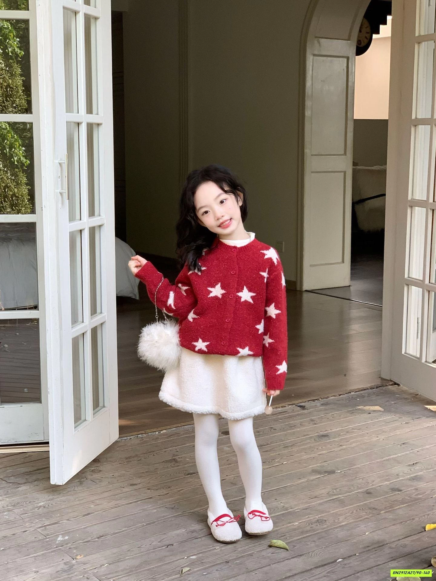 SÉT ÁO LEN ĐỎ MIX CV TRẮNG