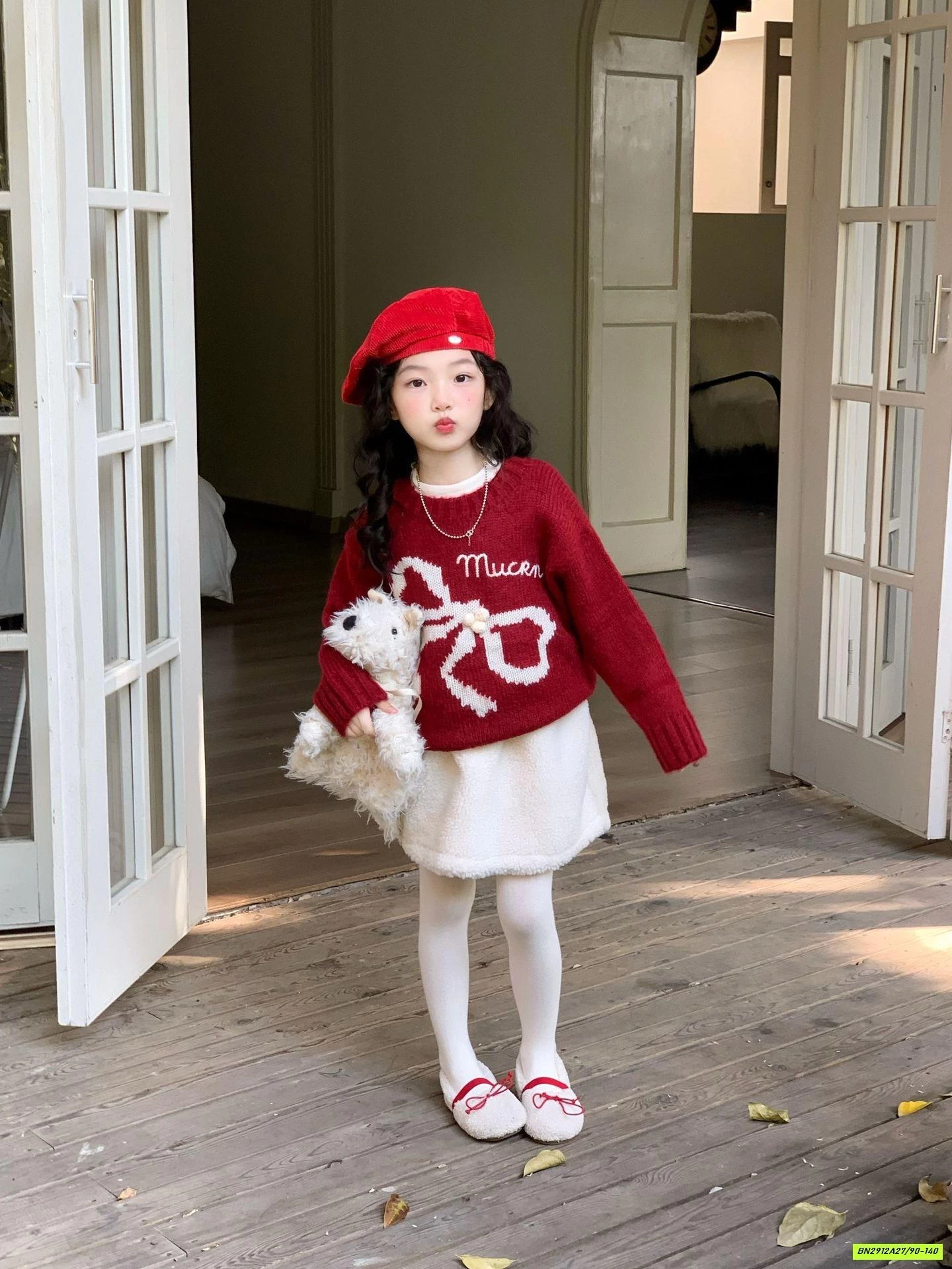 SÉT ÁO LEN ĐỎ MIX CV TRẮNG