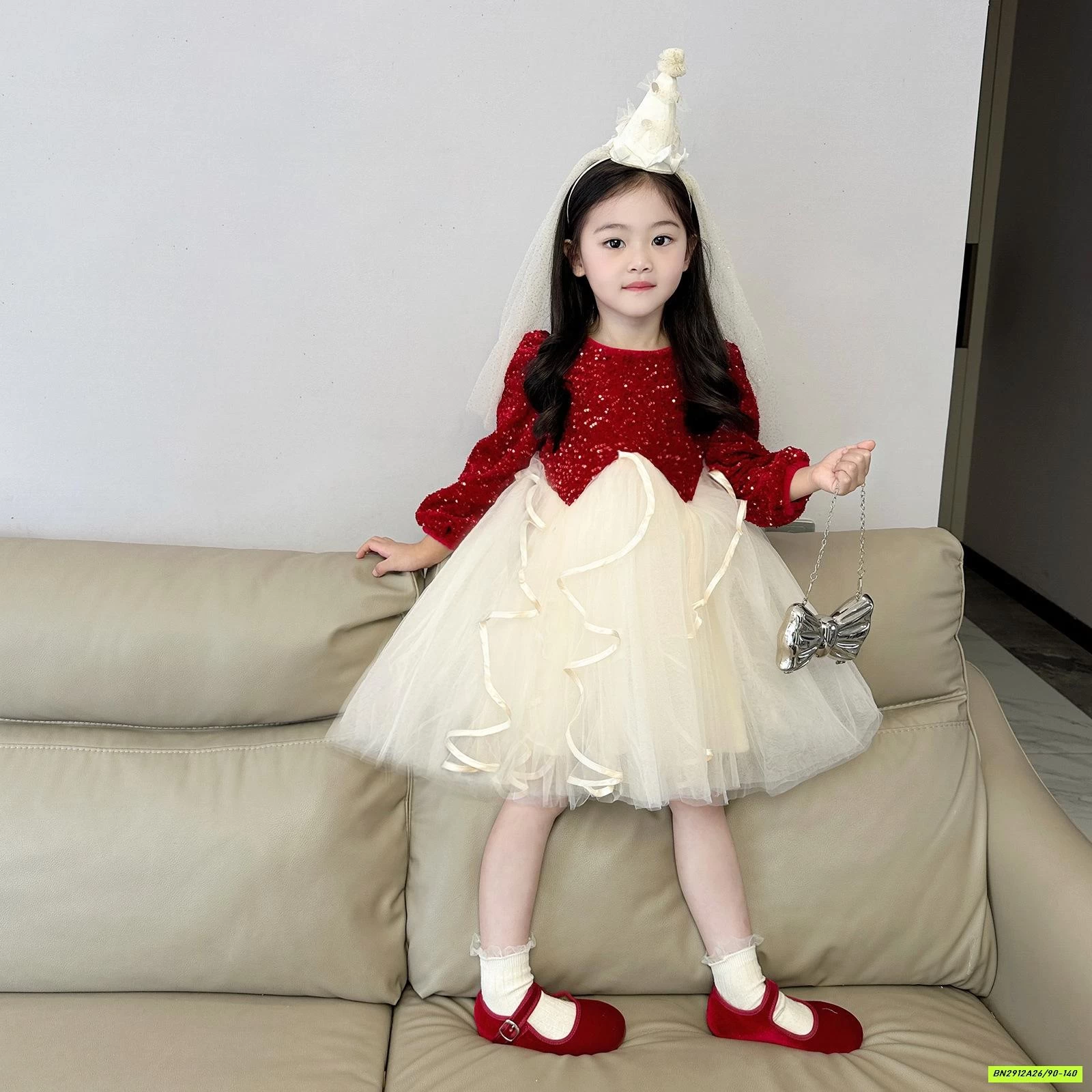 ĐẦM CÔNG CHÚA ĐỎ BLING LÓT NHUNG