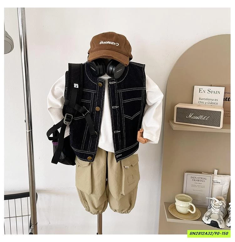 KHOÁC GILE DENIM CHỈ NỔI CHUANCHUANMA