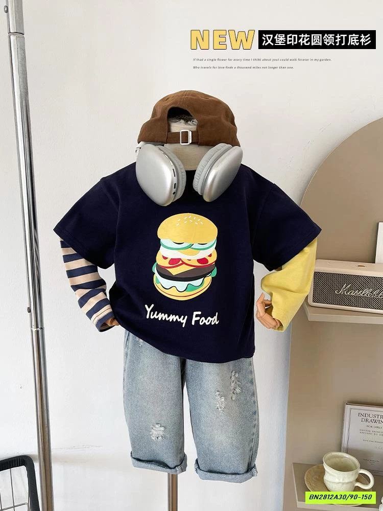 ÁO BURGER GIẢ 2 LỚP PHỐI MÀU TAY CHUANCHUANMA