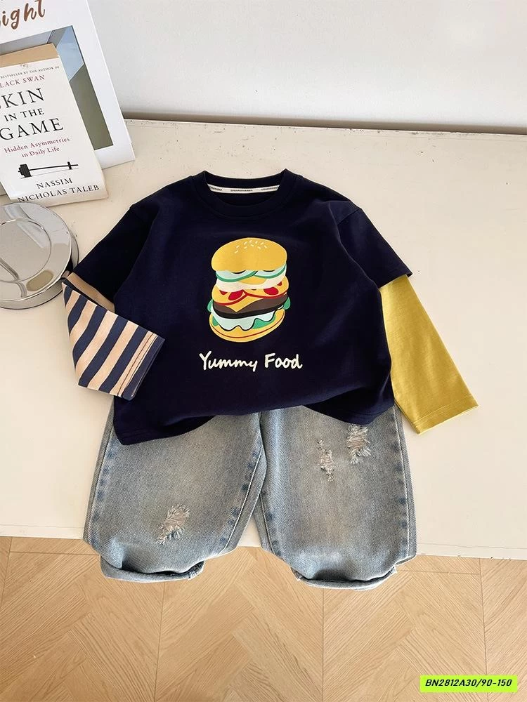 ÁO BURGER GIẢ 2 LỚP PHỐI MÀU TAY CHUANCHUANMA