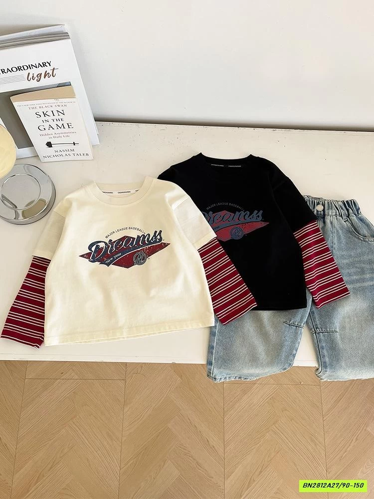 ÁO THUN GIẢ 2 LỚP TAY KẺ ĐỎ CHUANCHUANMA