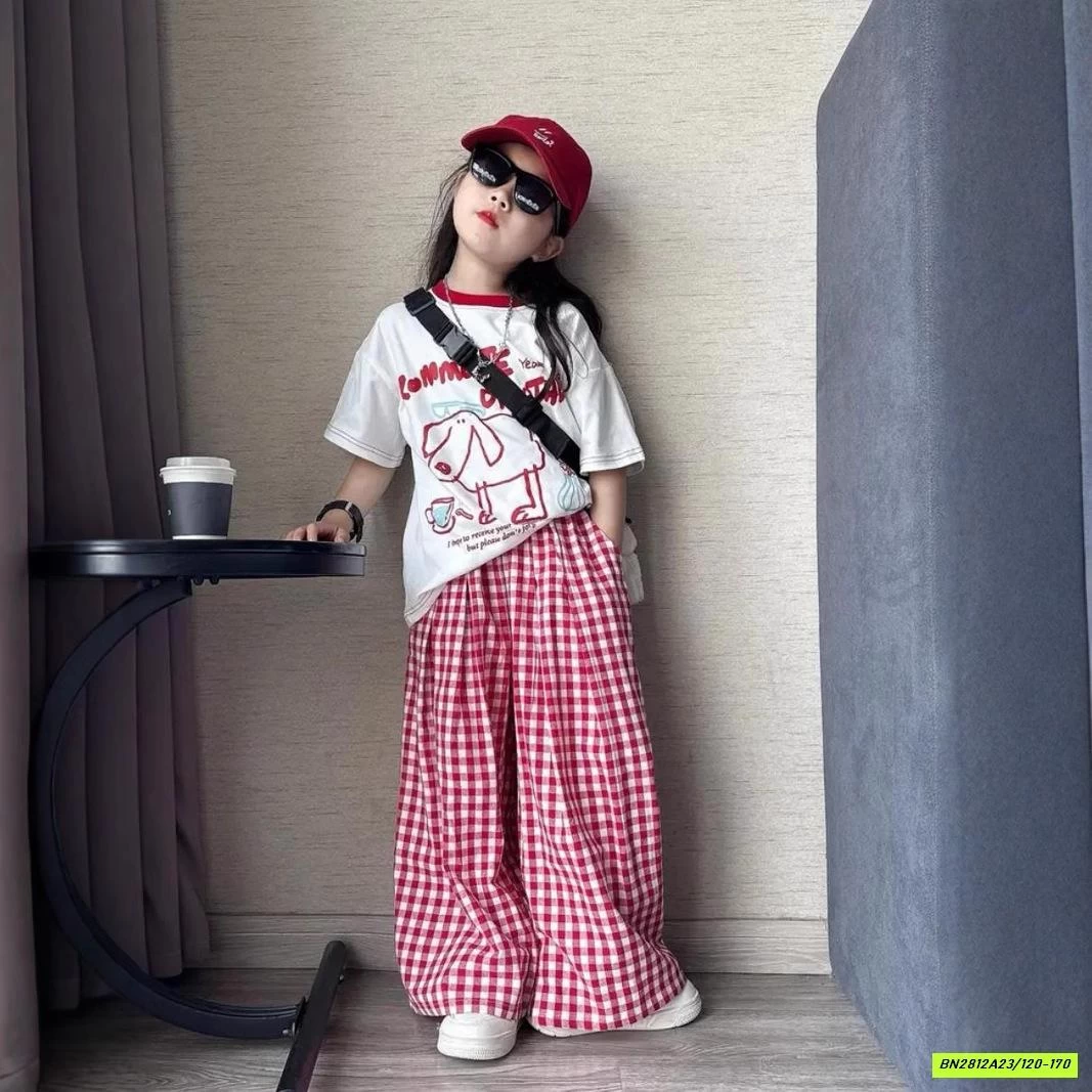 SÉT ÁO THÊU CỪU MIX QUẦN CARO SUÔNG