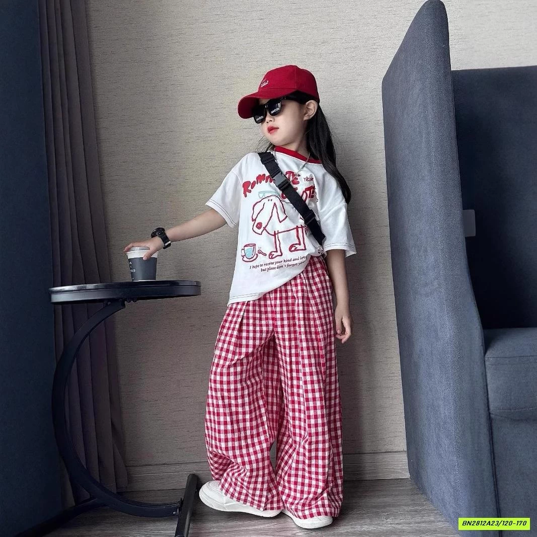 SÉT ÁO THÊU CỪU MIX QUẦN CARO SUÔNG