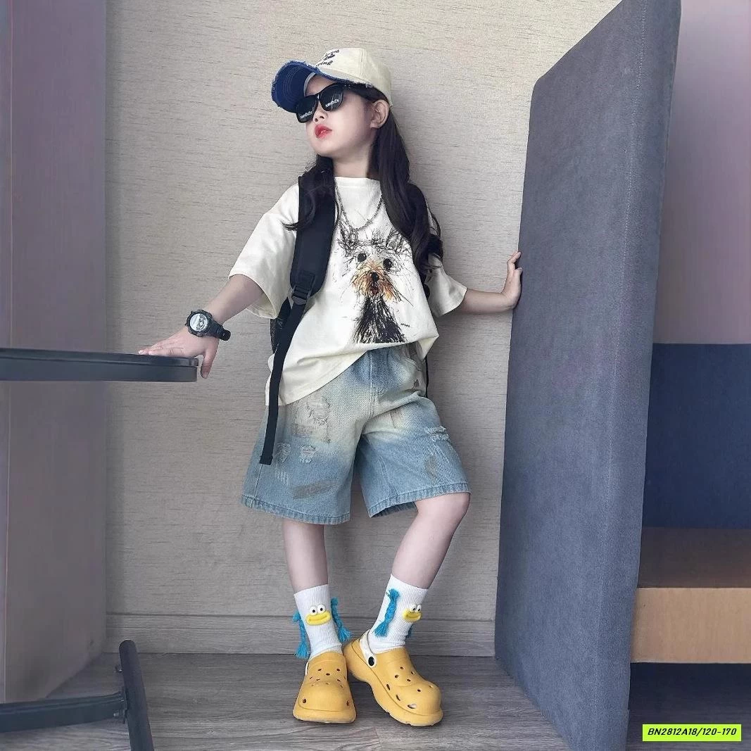 SÉT ÁO CÚN MIX SHORT JEANS BẠC MÀU