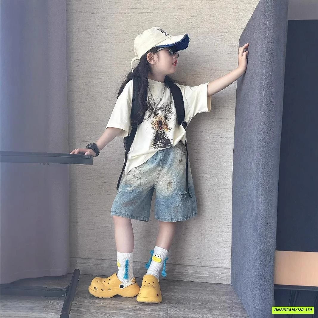 SÉT ÁO CÚN MIX SHORT JEANS BẠC MÀU