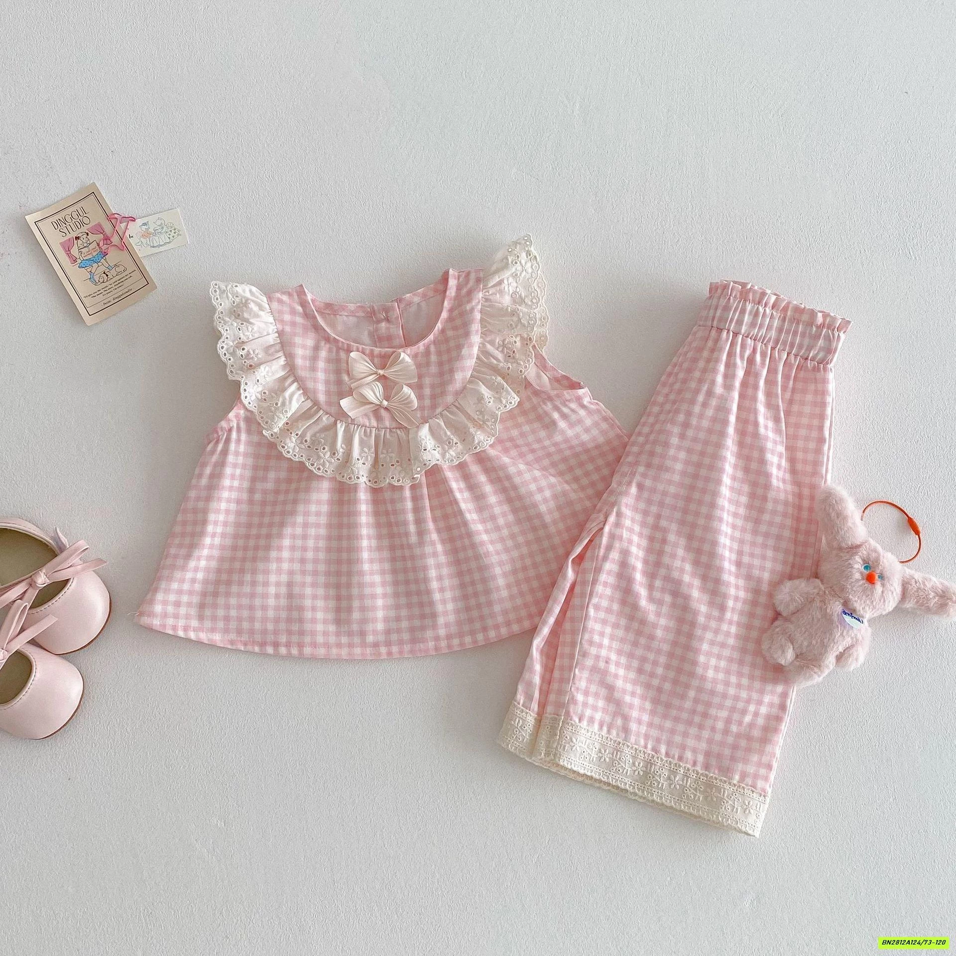 SÉT ĐŨI CARO HỒNG VIỀN REN DỄ THƯƠNG