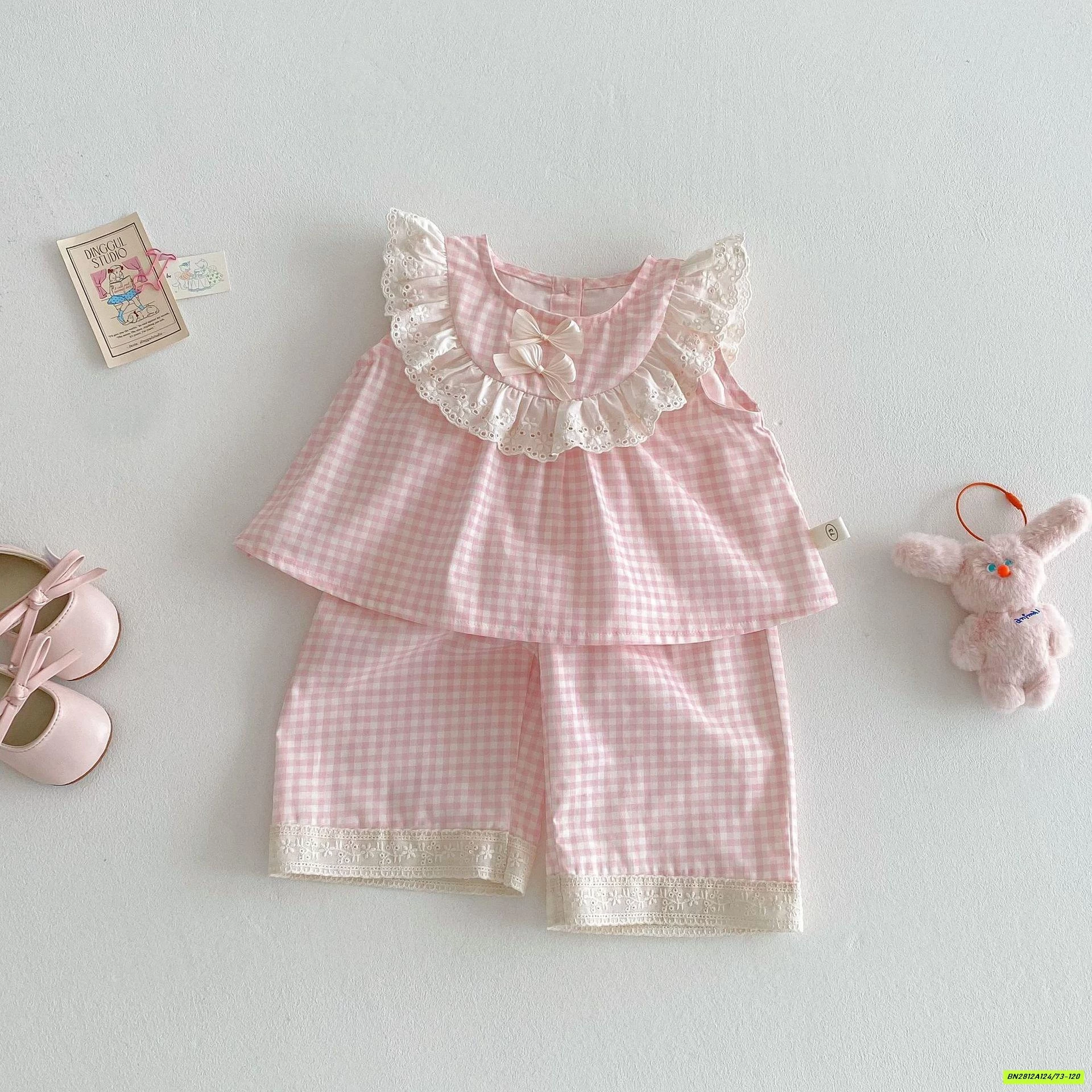 SÉT ĐŨI CARO HỒNG VIỀN REN DỄ THƯƠNG