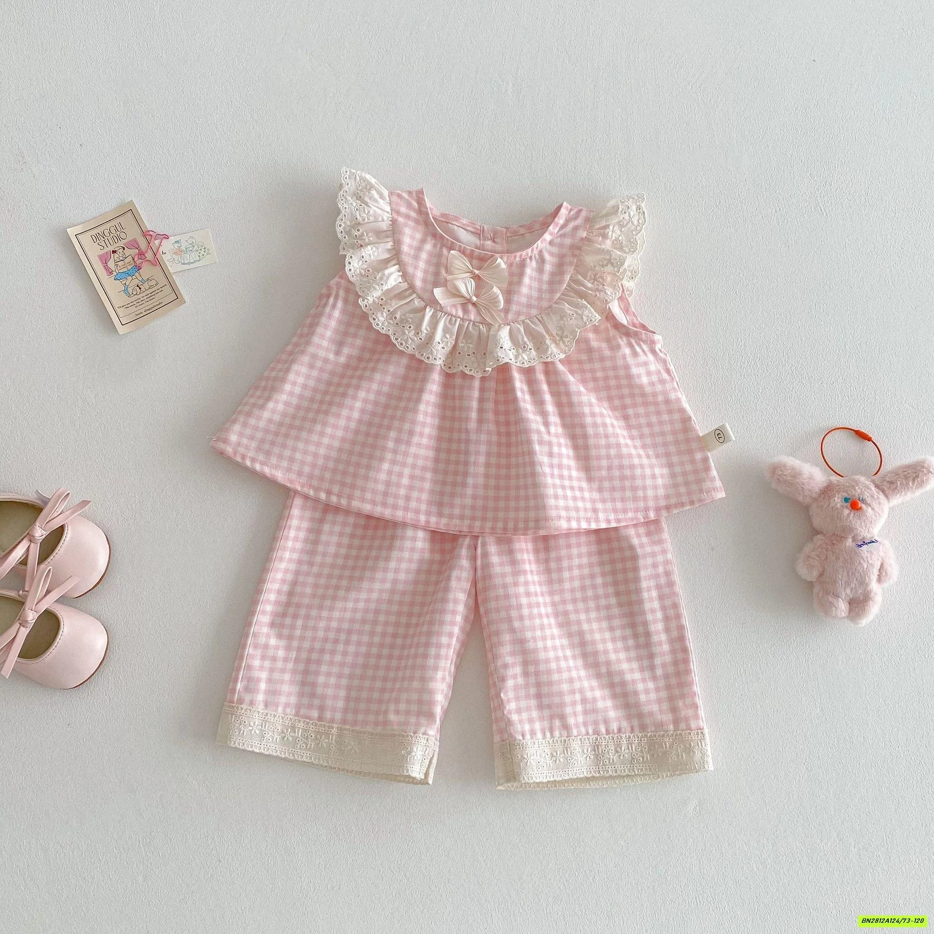 SÉT ĐŨI CARO HỒNG VIỀN REN DỄ THƯƠNG