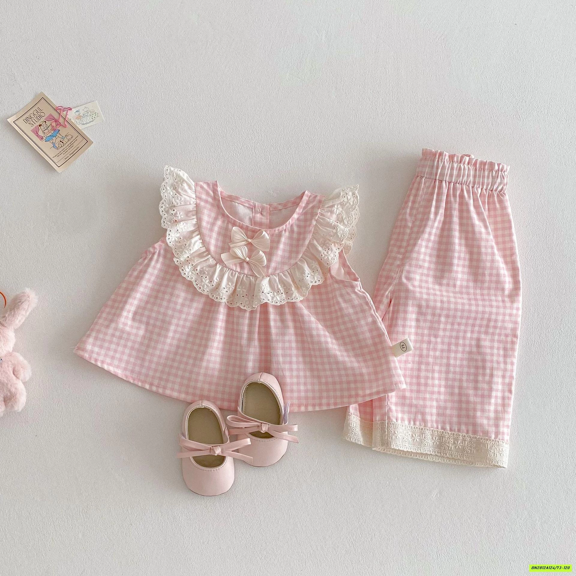 SÉT ĐŨI CARO HỒNG VIỀN REN DỄ THƯƠNG