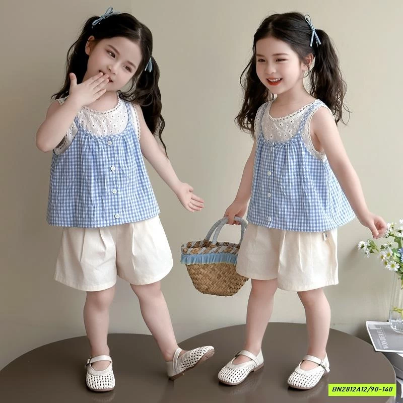 SÉT ÁO XANH 2 DÂY MIX QUẦN SUÔNG