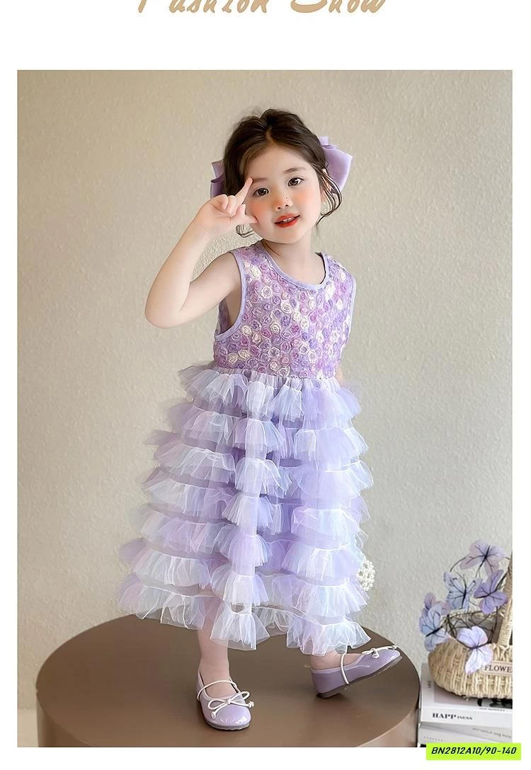 ĐẦM VOAN TÍM HOA 3D