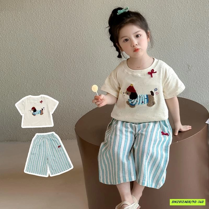 SÉT ÁO THÊU CÚN MIX QUẦN SUÔNG