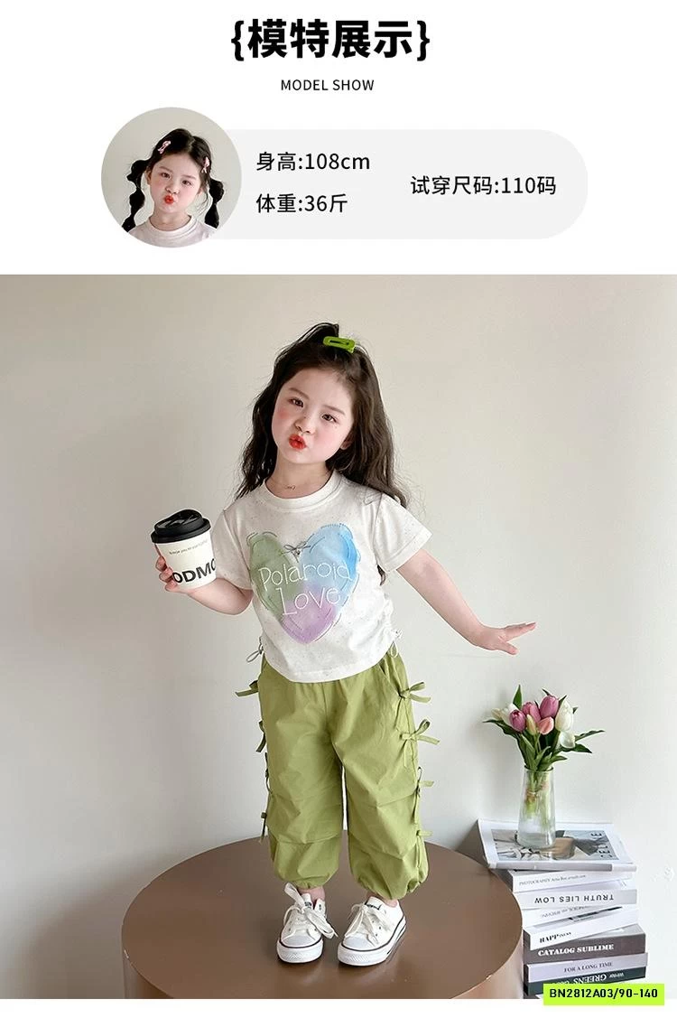 SÉT ÁO THUN TRÁI TIM MIX QUẦN NƠ