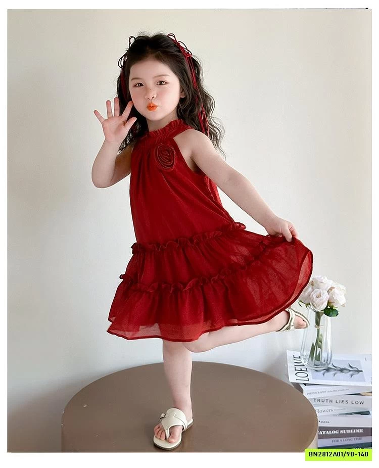 ĐẦM VOAN CỔ YẾM ĐỎ